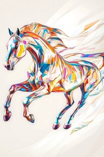 现代插画抽象马素材