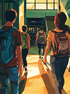 进入校园的学生