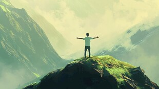 站在悬崖边上的男人