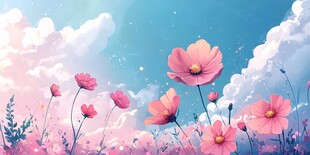 唯美梦幻花田场景