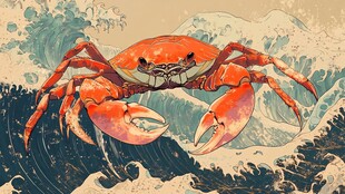河蟹插画
