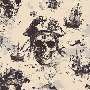 咖啡色海盗骷髅旗帜