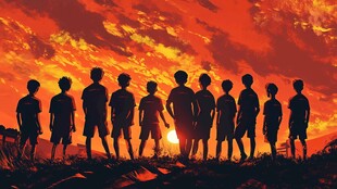 手绘追日的少年