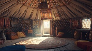 传统蒙古包内部