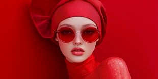 红色简约眼镜墨镜素材