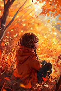 秋天治愈插画
