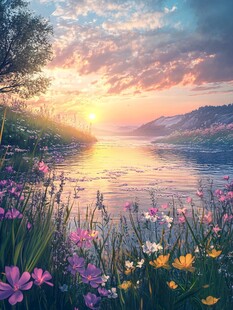 唯美梦幻花田场景