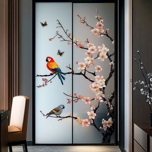 酒店客厅走廊梅花花鸟