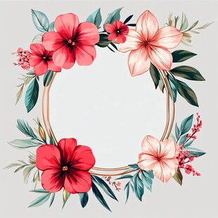 田园风热带树叶花朵