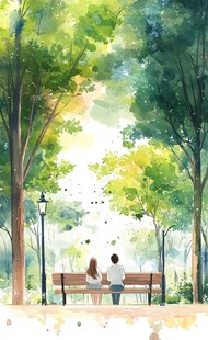 唯美浪漫情侣插画