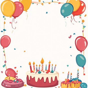卡通生日气球边框