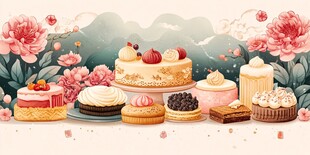 蛋糕糕点包装插画