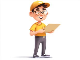 卡通扁平插画快递员