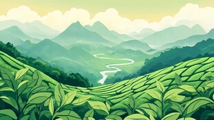 茶山插画