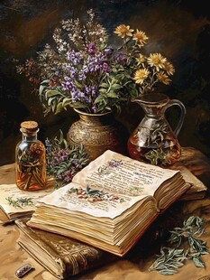 高清插画宫廷静物花卉