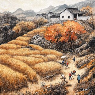 农家丰收油画