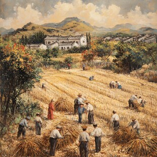 农家丰收油画