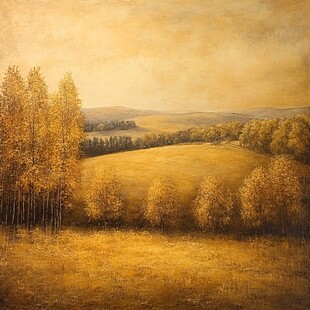 秋季白桦林油画