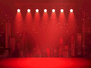 红色舞台城市地标海报
