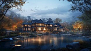 中式别墅湖景洋房府邸