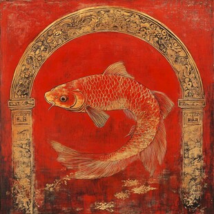 中式风格红鲤鱼