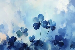 蓝色唯美小花装饰画