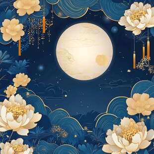 花好月圆包装插画