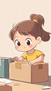 女孩包装盒插画