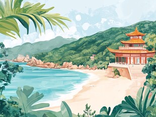 湄洲岛插画