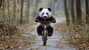 骑自行车熊猫