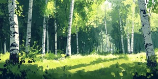 白桦林插画