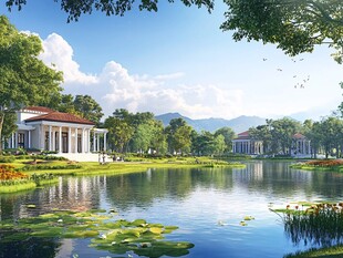湖边别墅休闲地产