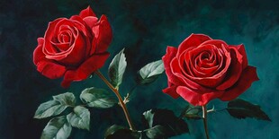 红玫瑰油画