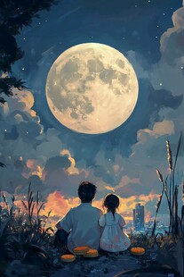 月光插画月光下