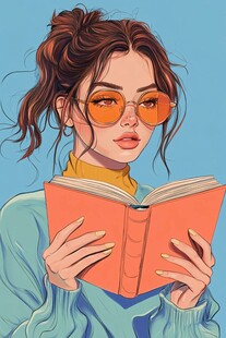 眼镜女孩插画