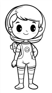 手绘简笔画宇航员