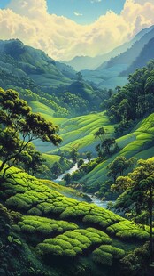 茶园风景装饰画