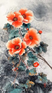 原创写意牡丹花