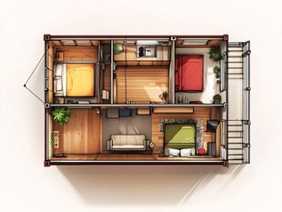 房间布局立体效果图