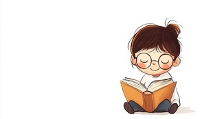 卡通读书小孩