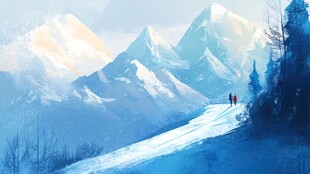 冬季户外登山雪景