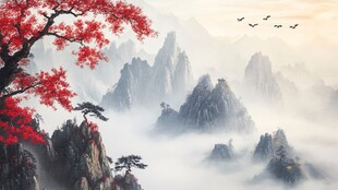 迎客松意境山水