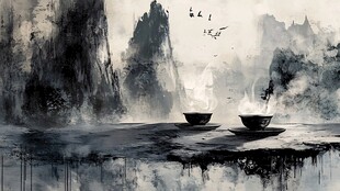 酒店风景画禅意禅茶