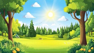 夏季森林阳光草地