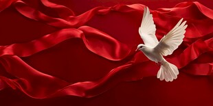 红色飘带高端地产背景