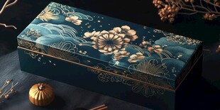 蓝金色月饼礼盒