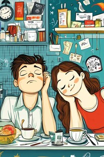 情侣插画饮品插画