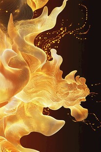 金色鲤鱼金色线条