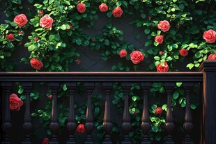 3d立体玫瑰花藤背景