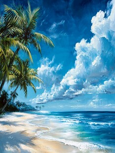 夏威夷海滩油画
